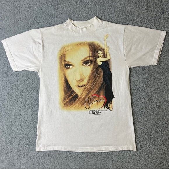 Vintage Tops - Vintage 1999 Celine Dion Let’s Talk About Love World Tour Size Large T Shirt